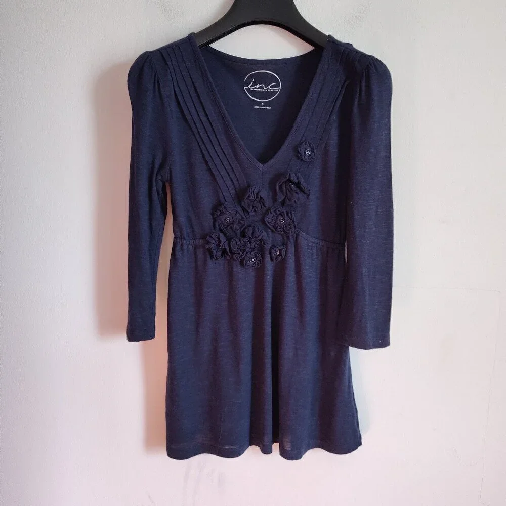 Inc Navy V-Neck Babydoll T-Shirt